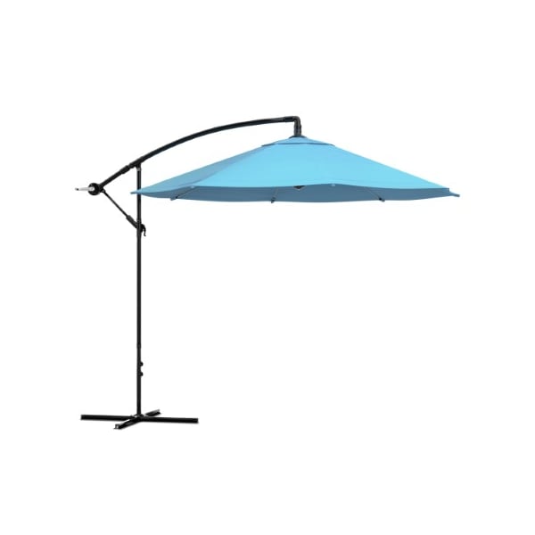 Nature Spring Patio Umbrella, Cantilever Hanging Outdoor Shade, Easy Crank and Base for Table, 10-foot (Blue) 115639ZMS - main